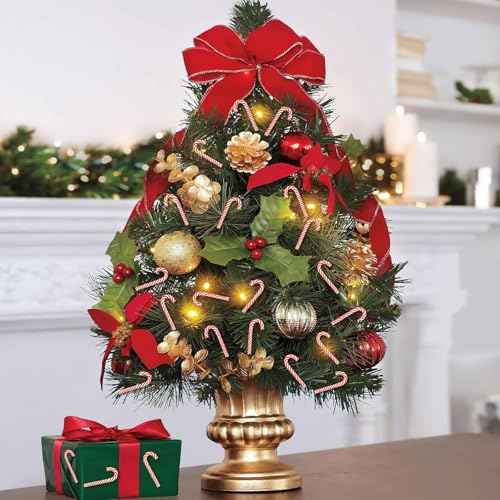 50pcs Mini Christmas Candy Cane for Crafts Fake Candy Decor Peppermint Ornaments Xmas Table Scatters Red and White Candy Vase Filler for Decorations Party Favors Supplies (31¡¿12mm)