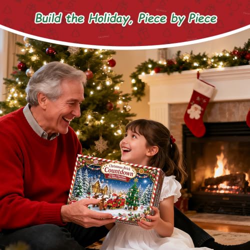 Christmas Tree Building Block Set Advent Calendar 2026 for Kids - Includes Santa, Reindeer & Sleigh