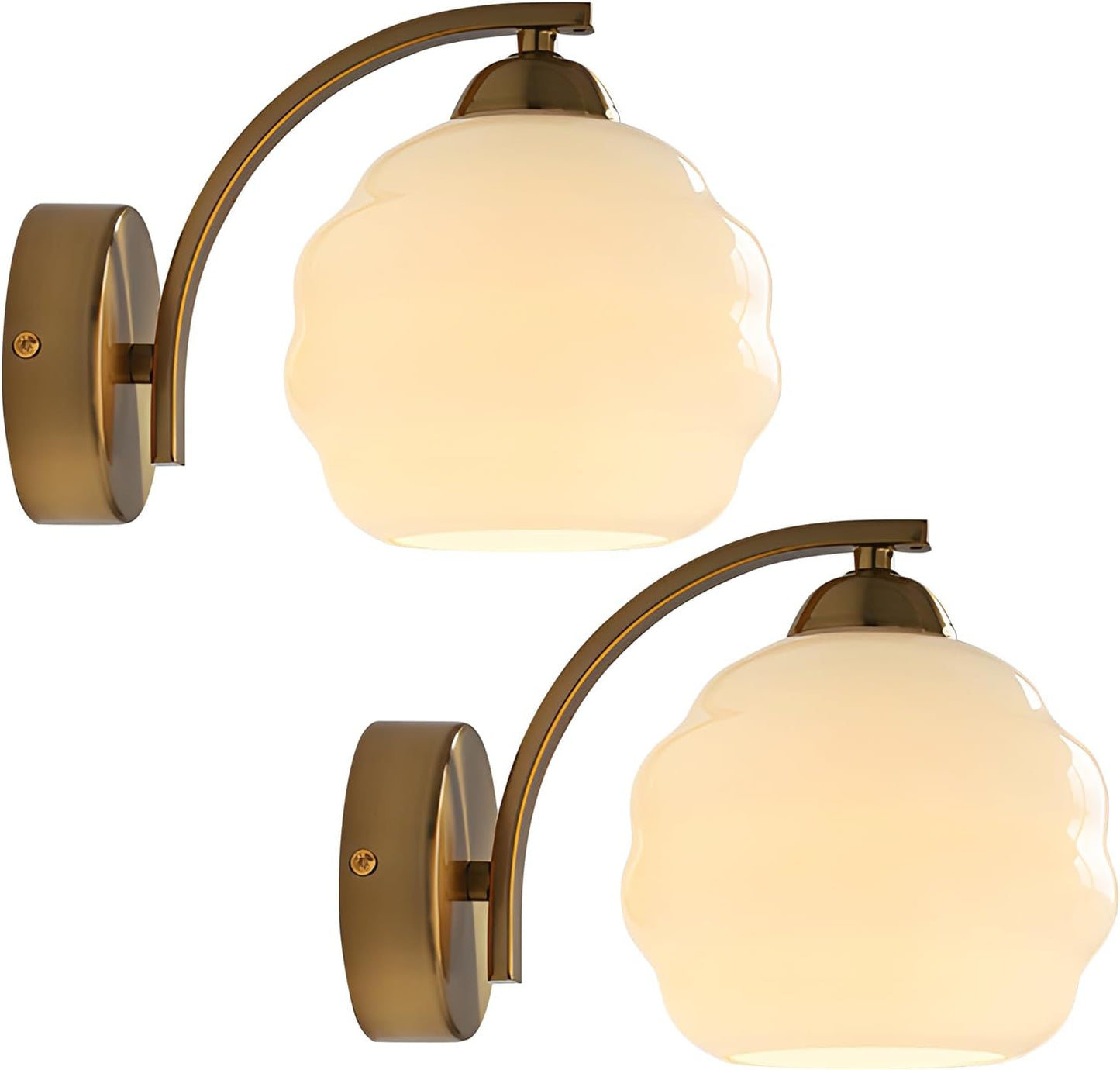 Gold Wall Sconce 1-Light Modern Wall Lighting Fixture Farmhouse Vanity Sconces Lights with Milk White Glass Shade Indoor Wall Sconce Lamp Wall Mount Light Fixture for Bedroom MWL02-1A