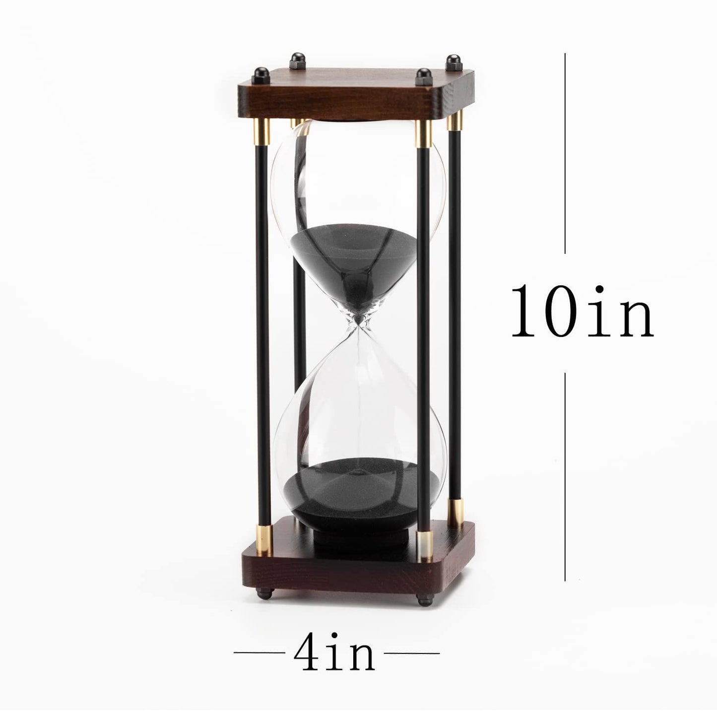 Large Hourglass Timer 60 Minute, Decorative Wooden Sand Timer with Black Sand, 1 Hour Sand Clock