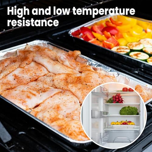 20 Pack Aluminum Foil Pans with Clear Lids - 9x13 Half Size Deep Disposable Bakeware