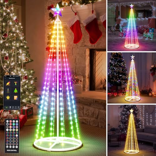 Yakmax 5ft Multicolor Outdoor Christmas Tree with Lights, Smart Control & Music Sync