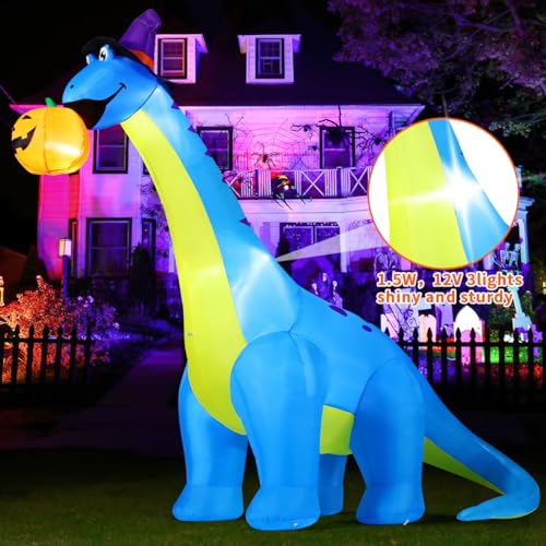 COMIN 10FT Halloween Inflatable Dinosaur Pumpkin Shake Head Decor - Outdoor Yard