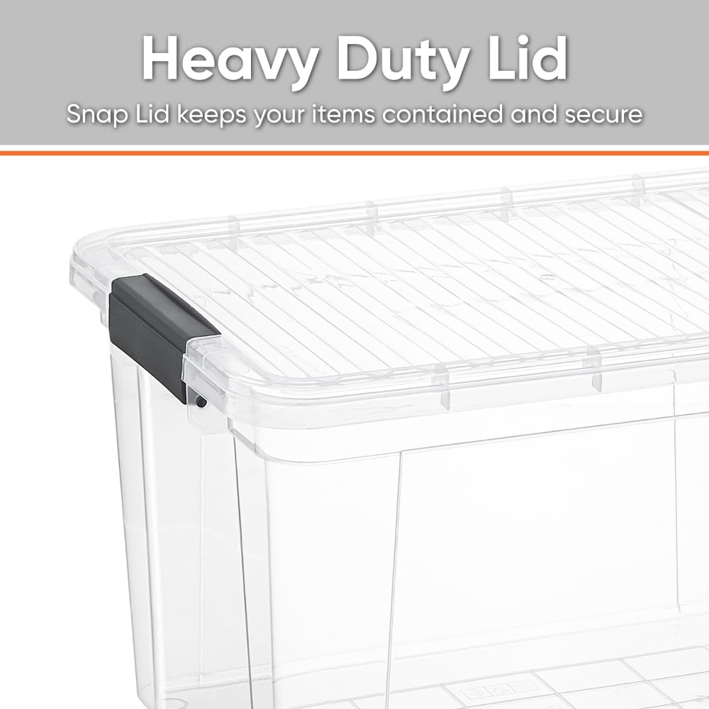Superio Clear Storage Box with Lid, 14.7 Quart Plastic Container Bins for Organizing, Stackable Crates, BPA Free, Non Toxic, Odor Free, Organizers for Home, Office, School, and Dorm