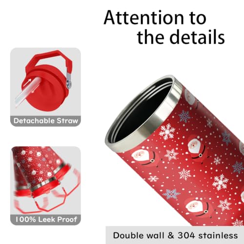 Kearscupra 30oz Santa Claus Tumbler with Handle & Flip Straw - Christmas Insulated Stainless Steel Travel Mug