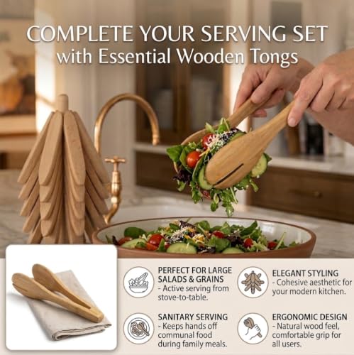 Rynic Beech Wood 10-Piece Trivet Set with Stand & Kitchen Utensils