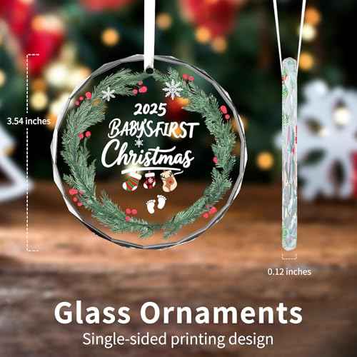 DIBALA Baby's First Christmas Ornament 2025 Boy - Shatterproof Glass Christmas Tree Decorations for Baby Girl & Boy-New Parents