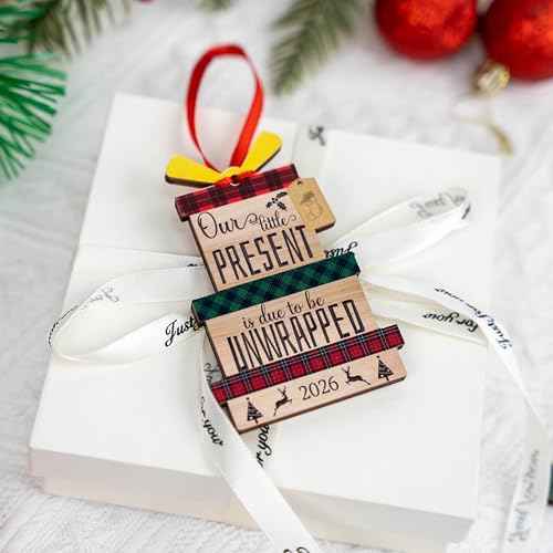 Our Little Present is Due to be Unwrapped Ornament, Expecting Parents Ornaments, Pregnancy Announcement Ornament for Family, Expecting Baby Christmas Ornaments Keepsake (Little Present 2026)