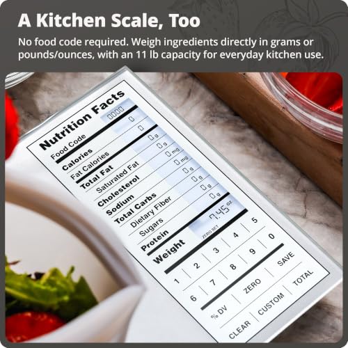 Food Scale with Nutrition Calculator - 2,000 Food Codes, Pearl Gray
