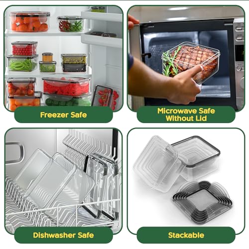RockBerry 56 pcs Food Storage Containers with Lids Set - Airtight, Leakproof, Reusable Kitchen Organizer