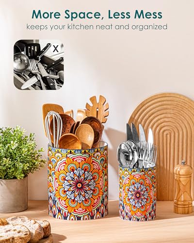 Vancasso Regal Bloom Ceramic Utensil Holder Set - 7.3" & 5.5" Kitchen Counter Organizers