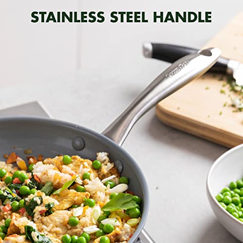 12-Inch Ceramic Nonstick Frying Pan Skillet with Lid - Hard Anodized, PFOA-Free