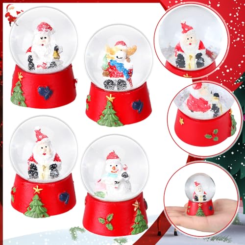 Yerliker 4-pack 1.8in Christmas Snow Globes – Red Tree & Santa Trio