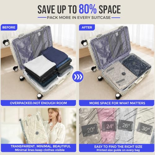 SORON Vacuum Seal Bags for Clothing Travel with Pump, Storage