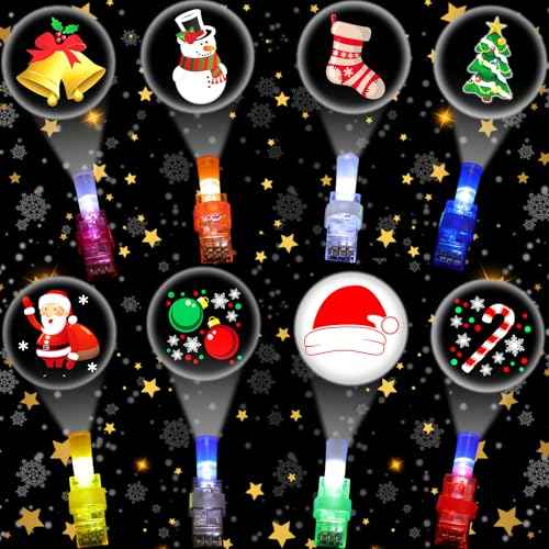 BABORUI Christmas Finger Lights, 16Pcs Christmas Party Favors for Kids, LED Xmas Lights Goodie Bag/Basket Stuffers, Non Candy Xmas Gifts Classroom Prizes Party Supplies