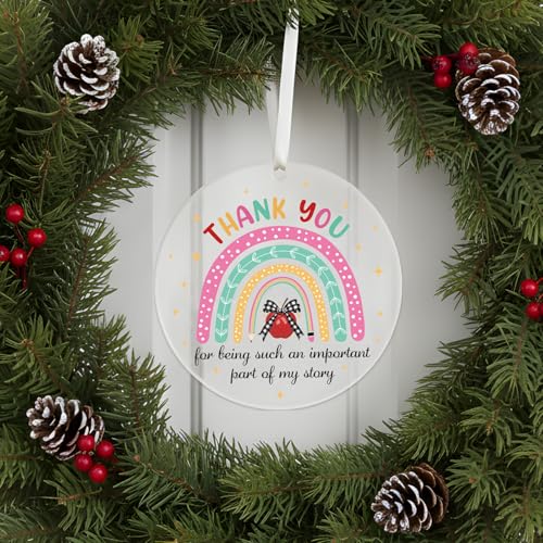 INCOK Teacher Christmas Ornament 2025 - Thank You Gift for Educators, Round Acrylic Holiday Decor, Teacher Appreciation, Christmas Tree Decoration