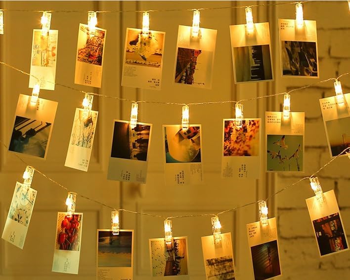Skiennix LED Photo Clip String Lights - 40 LEDs Fairy Twinkle Lights for Home Decor | 14 Feet, Warm White