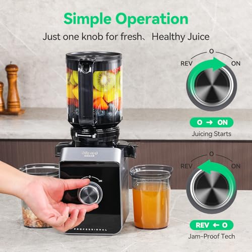 Cold Press Juicer with 5.5-Inch Feed Chute, Pulp Separation, Quiet Motor, BPA-Free