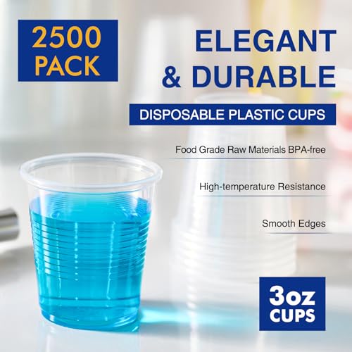 2500Pack 3oz Plastic Cups Disposable Mouthwash Tasting Tumblers PP-2500Pack-3oz