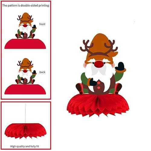 8 Pcs Christmas Honeycomb Centerpieces,Christmas Party Centerpieces, Christmas Table Decorations with Santa Claus,Christmas Tree,Snowman,Gingerbread,Stocking for Holiday Christmas Party Supplies