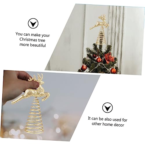 Golden 1pc Reindeer Christmas Tree Topper - SHOWERORO Deer Treetop Ornament