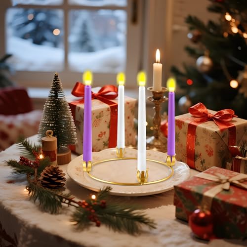 Thyle 30 Pcs Christmas Gold Metal Advent Wreath Rings Candle Holders - Variation 30