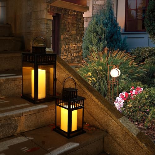 Outdoor Waterproof Flameless Candles Set of 2 - 12x5 Inches Ivory White with Remote Timer