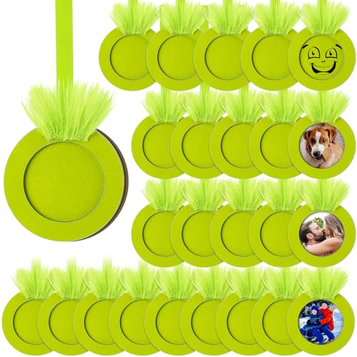 Blulu 24 Pcs Christmas Lime Green Photo Frame Ornaments – Grinch Green