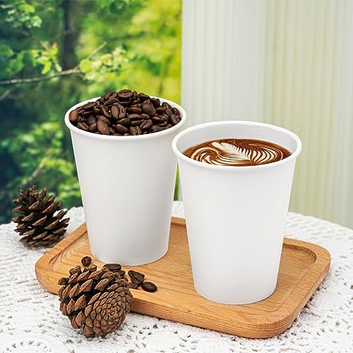 RACETOP White Disposable Coffee Cups 12 oz, 500 Pack - Hot & Cold Beverages