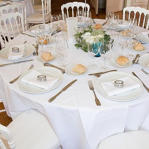 White Round Tablecloth 90 Inch Pack of 6 Fits 30-72 Inch Tables - Sancua