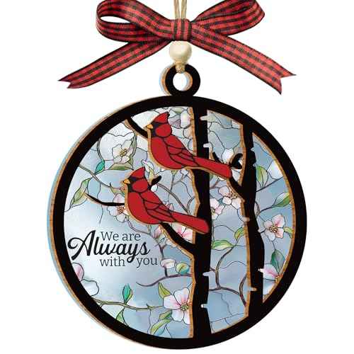 Wooden Cardinal Christmas Ornaments, Hanging Memorial Christmas Decorations, We are Always with You Cardinal Gifts, Sympathy Gifts for Loss of Loved One, Bereavement Gift Ideas, Sympathy Gift