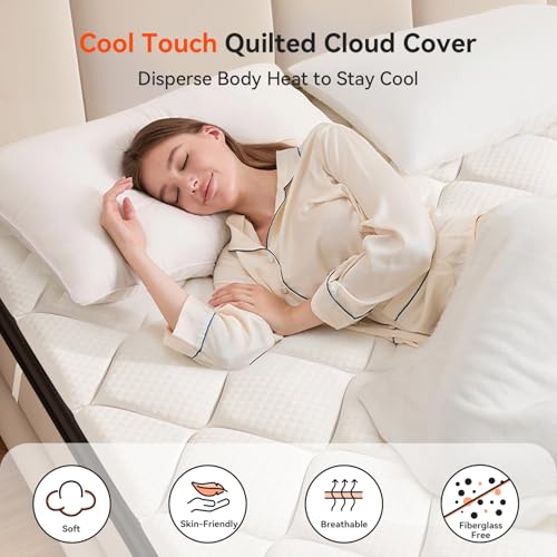 ELEMUSE Queen Size Memory Foam Mattress Topper - Medium Firm, Cooling Gel, Supportive Bed Pad