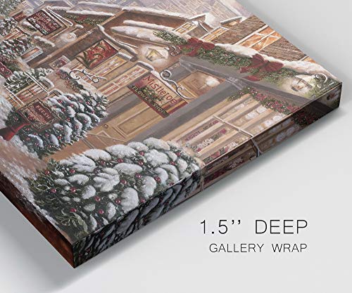 Renditions Gallery Christmas Village Wall Art - 36 x 24 Inch Winter Wonderland Canvas Decor, Ready to Hang