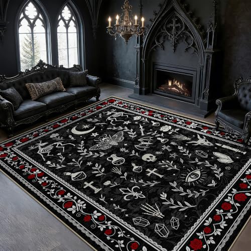 Lvsoamz Gothic 5x7 Area Rug Dark Academia Machine Washable, Rectangular