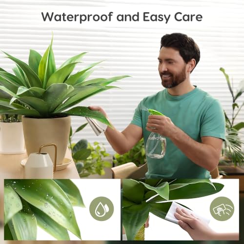 Velener 28 Inch Green Artificial Agave Plants Set of 2 Outdoor Faux Succulents