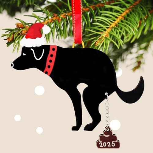 Christmas Dog Ornaments, Dog Pet Ornament Christmas Tree Decoration, Black Funny Labrador Christmas Ornaments for Xmas Holiday Party Tree Decoration
