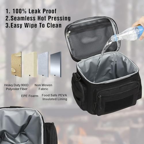 ATRIPACK Black Medium Tactical Lunch Box 12L Leakproof Cooler with Pockets