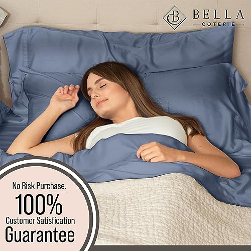 Bella Coterie Bamboo Viscose Twin XL Bed Sheets - Slate Blue, 400 Thread Count