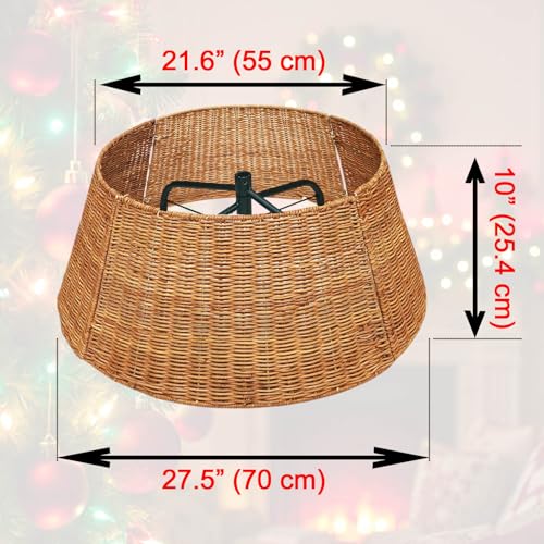 Xavia Handicrafts Woven Rattan Christmas Tree Collar 27 Inch - Rustic Tree Stand Cover