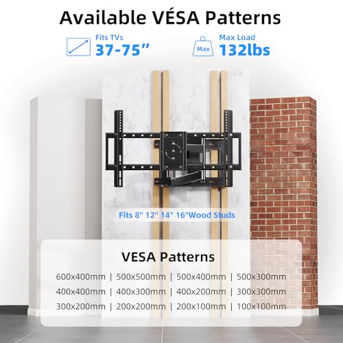 Long Arm TV Wall Mount for 32-76 Inch TVs with 90° Rotation & 180° Swivel - Heavy Duty Extendable Bracket