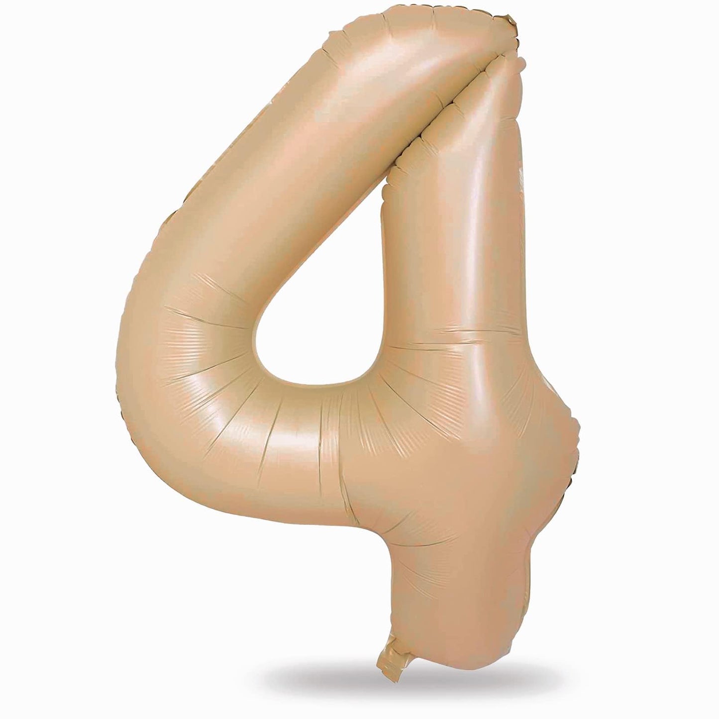 Nude Balloon Number 4, 40 Inch Large Self Inflating Brown Foil Number Balloons 0-9, Giant Apricot 4 Digital Helium Balloon for 4th 14th Girls Boys 40th Women Men Birthday Party Celebration Decorations