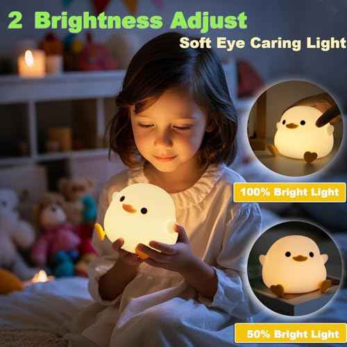 DREAMING MY DREAM Cute Duck Lamp,Do Do Duck Night Light,Silicone Squishy Nursery Bedside Lamp,USB Rechargeable Touch Table Lampfor Bedrooms, Living Room Decor Gift Toy
