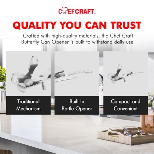 Chef Craft Select 3-in-1 Can Opener, 6 inches in length, Stainless Steel