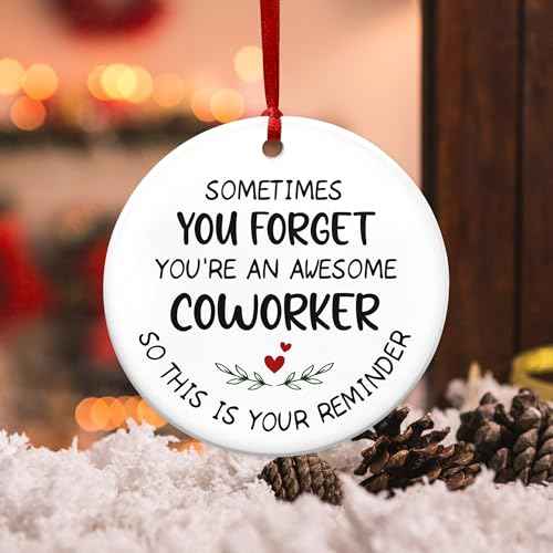 Christmas Coworker Gifts for Women - Ceramic Christmas Ornaments 2025 - Inspirational Employee Appreciation Thank You Gifts for Coworkers Boss Leaders, Thank You Ornament Stocking Stuffers