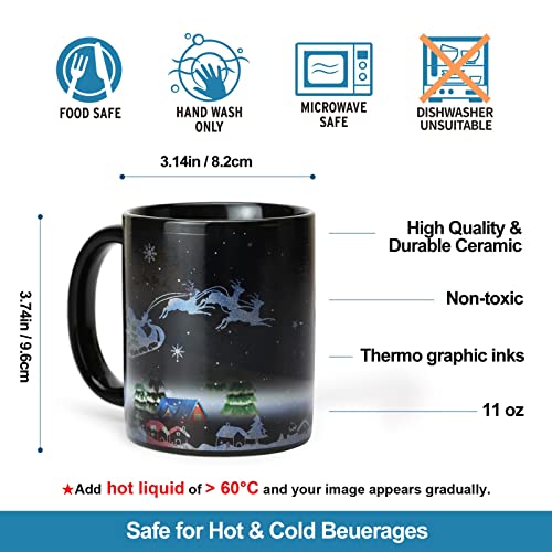 Xma Snowman Blue Color Changing Mug 12oz - Holiday Christmas Gift Box for Women Men Kids