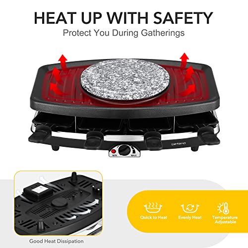 Befano Silver Electric Raclette Grill with Fondue Pot 1100W for 8 People