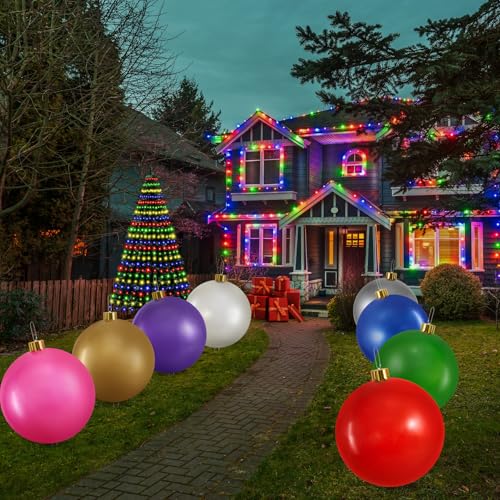 BEAUTYFLOWER Silver 25-Inch Inflatable Oversized Christmas Ornament - Weather Resistant Holiday Decor