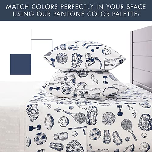 Kids Sports Bedding Set Full Size - Baseball, Football, Soccer Themed Bedsheets - Variation of Sports / Full