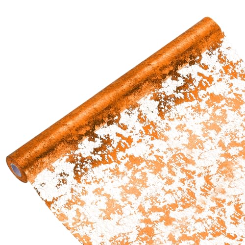 uxcell Orange Sequin Mesh Table Runner 20x15ft Wedding Party Decor