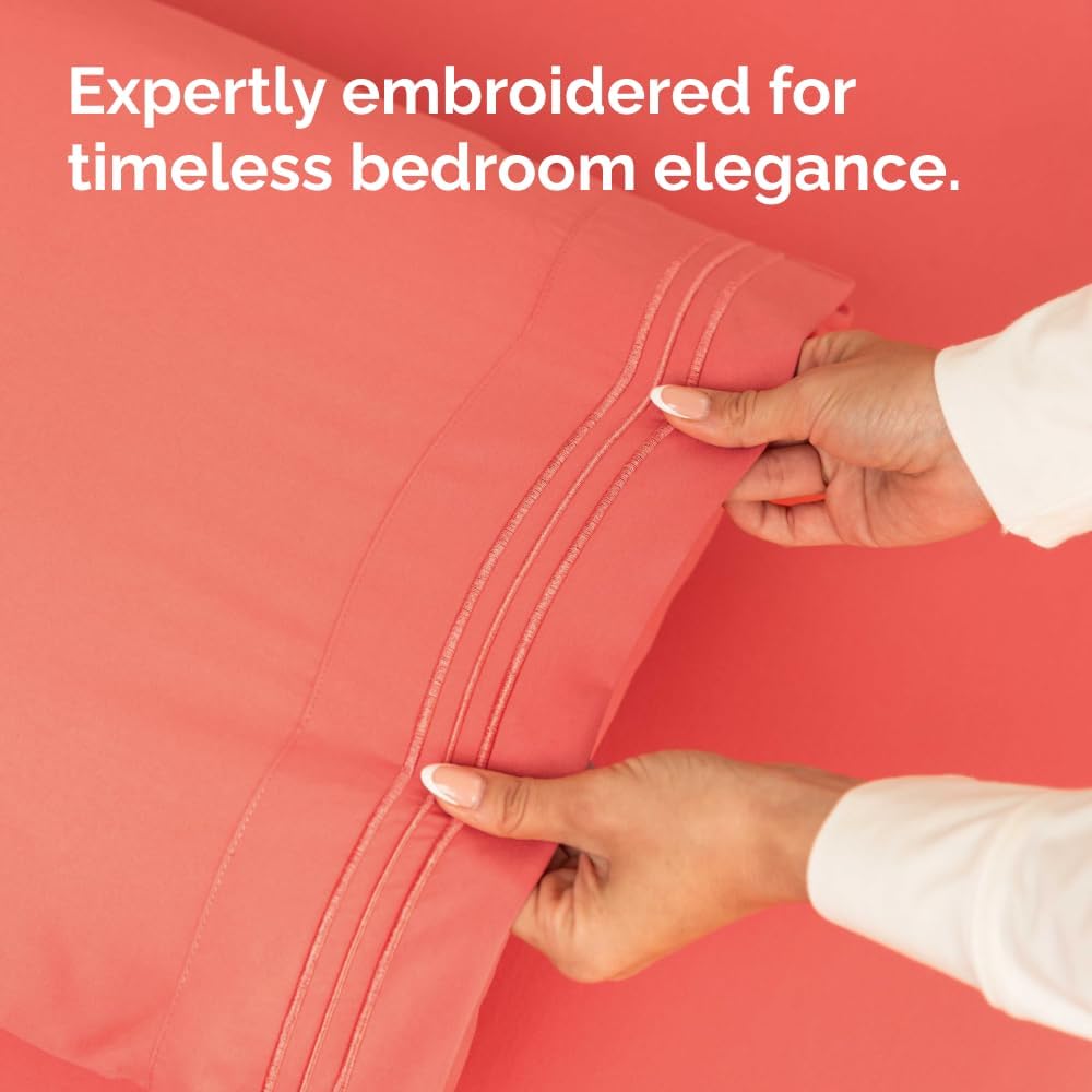 Standard Pillow Cases by Skiennix - Ultra-Soft Hotel Quality Covers | Comfy, Wrinkle-Free & Stain Resistant - 2 Piece Set in Coral